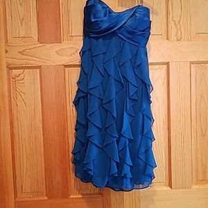 Strapless blue sweetheart prom or cocktail dress